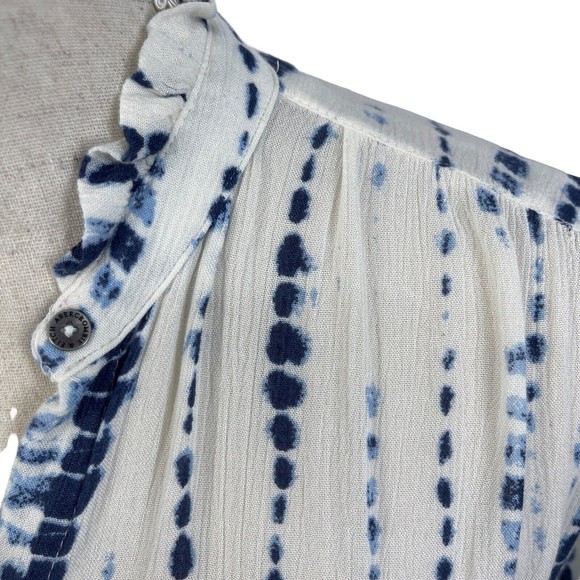 Abercrombie Fitch Shibori Blue Tie Dye Long Sleeve Button Up Shirt Junior Medium - Picture 5 of 15